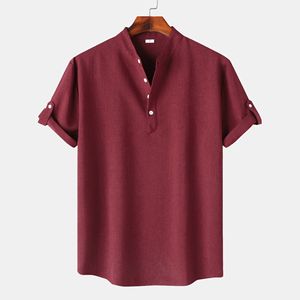 <span class=keywords><strong>Camicia</strong></span> Casual da <span class=keywords><strong>Uomo</strong></span> Primavera-Autunno 2024, Tinta Unita, Collo alla Coreana, Manica Corta, Vestibilità <span class=keywords><strong>Slim</strong></span>, Misto Cotone, Trattamento Anti-Piega - Product Image 5