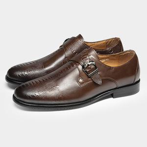 Elegante estilo británico de cuero genuino de los hombres puntiagudos con cordones ligeros antideslizantes Zapatos de vestir de fiesta de boda - Product Image 2
