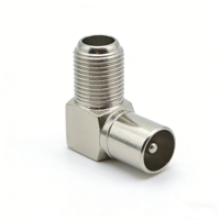 Adaptador de Conector Coaxial RF en Ángulo, PAL Macho a F Hembra y F Hembra a TV Macho, para RG6/RG59