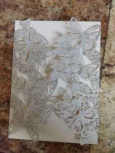 YHOTA - 20 Biglietti D'Invito Tagliati Al Laser Con Nastri - Motivo Floreale - Tasche 4,92x7,28 Pollici Per Matrimoni, Compleanni, Feste