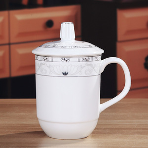 Service à thé en porcelaine fine de Jingdezhen avec couvercle, compatible micro-ondes, style américain, tasse de bureau pour cadeau d'affaires ou usage domestique - Product Image 2