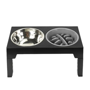 Comedero para mascotas de acero inoxidable 2024, cuenco elevador de comida lenta con protector para el <span class=keywords><strong>cuello</strong></span>, dos cuencos en uno para perros contra el malestar - Product Image 3