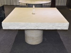 Pietra di SH pietra naturale sala da pranzo <span class=keywords><strong>mobili</strong></span> semplice bianco pietra calcarea tavolo da pranzo quadrato bianco pietra calcarea tavolo da pranzo - Product Image 3