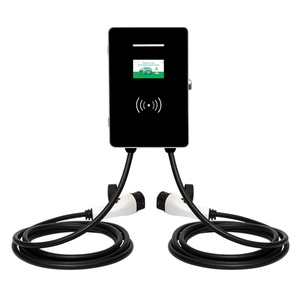Nouvelle borne de recharge murale pour véhicules électriques, double prise AC 22KW/44KW, entrée 380V, normes européennes et nationales Type 1/2, noire - Product Image 1