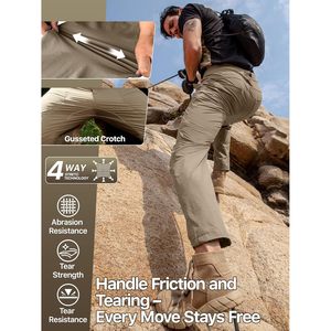 FOXA Mens Hiking Pants Lightweight <b>Stretch</b> Nylon Waterproof Quick Dry Outdoor Pants Summer Casual Fit - Product Image 4