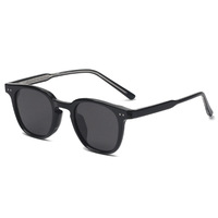 Lunettes de soleil polarisées vintage carrées unisexe TR90 CP Temple TR Frame pour homme, monture noire, tendance extérieure