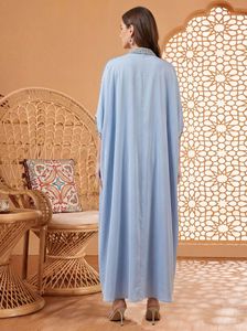 Abito Jalabiya Vintage con Stampa Pavone e Diamanti, Abaya Larga per Donne Musulmane, Collo a V, Lungo Kaftan Islamico Tradizionale - Product Image 3