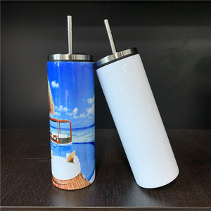 Gobelet isolé sous vide, mince, en paille métallique, avec couvercle <span class=keywords><strong>à</strong></span> vis, pour transfert de Sublimation blanc, 500 ml, 20Oz, entrepôt des états-unis - Product Image 2