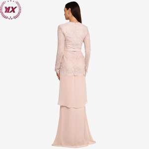 Chemisier et <span class=keywords><strong>jupe</strong></span> en dentelle pour femme, vêtements musulmans au Design moderne, en mousseline de soie, Hijab, Kaftan, Abaya - Product Image 3