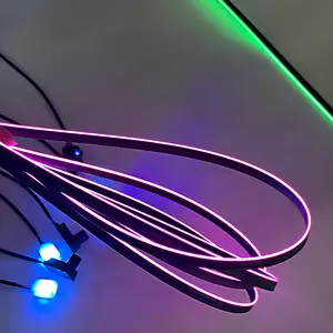 18 in 1 çift bölge rgb led ortam işığı süslemeleri atmosfer ışığı 12V LED şerit araba kapı kolu akrilik fiber optik şerit