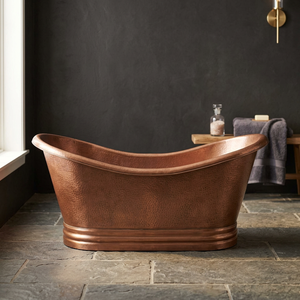 Baignoire autoportante en cuivre ovale, baignoire en métal artisanale sans couvercle pour la maison, l'hôtel, la salle de bain - Product Image 1