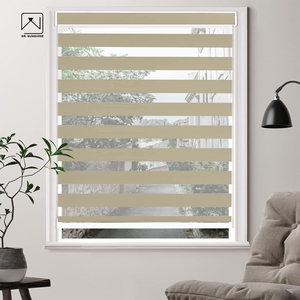 <span class=keywords><strong>Persiana</strong></span> Inteligente Zebra Moderna de <span class=keywords><strong>PVC</strong></span> y Poliéster <span class=keywords><strong>con</strong></span> Motor Eléctrico y Tela Perforada, <span class=keywords><strong>con</strong></span> Obturador Integrado para Ventanas de Hotel, Doble Capa - Product Image 1