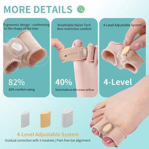 Penyangga Jari Kaki Silikon Gel, Pemisah Bunion, Penyangga Hallux Valgus, Pelurus Jari Kaki, Ortosis untuk Jari Kaki Bertumpuk, Pereda Nyeri - Product Image 3