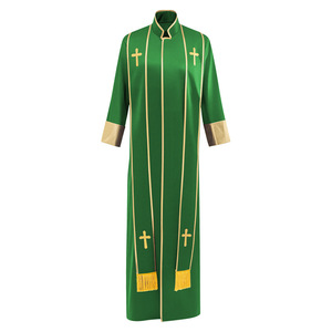 Robe <span class=keywords><strong>de</strong></span> prêtre pour homme avec étole, col montant, manches longues, fermeture éclair frontale, croix dorée, <span class=keywords><strong>soutane</strong></span>, vêtements liturgiques pour prêtre catholique, cosplay d'Halloween - Product Image 2