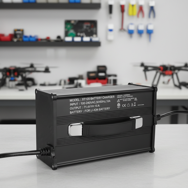 XIETONG Customized XT120 60V 15A Lithium Ion Battery Plug-In Charger CE FCC Certified Power Supply Adapter for Drone Robot