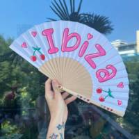 Éventail Pliant Personnalisé Imprimé Abanicos De Mano Mignon Grand en Bois et Papier pour Fêtes et Raves