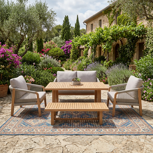 Luxury Contemporary <b>Foldable</b> Acacia Wood Eco-friendly Teak Wood Frame Outdoor Furniture Set <b>Garden</b> Sofa Dining <b>Table</b> Chair for - Product Image 3