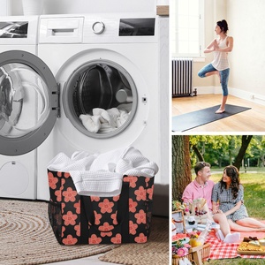 Sac de rangement utilitaire en toile à poches en maille, motif fleur de hau rose hawaïenne, design personnalisé, grand format, sac de rangement pour linge Aloha - Product Image 6