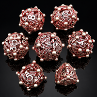 Ensemble de dés polyédriques DND en métal creux, motif Dragon Orbe en Bronze Antique, 7 pièces, à points sphériques, pour jeux de table RPG Dungeons & Dragons, coffret cadeau
