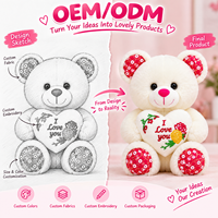 Ours en peluche personnalisé Kawaii 4 couleurs avec cœur « Je t'aime » et rose, cadeau romantique de la Saint-Valentin, vente en gros OEM