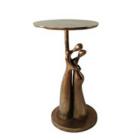 Table console sur piétement en bronze moderne avec design abstrait de couple, meuble d'appoint en métal fait main pour la décoration du salon