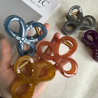 Ziteng Pince à cheveux personnalisable en acétate couleur gelée, simple, de taille moyenne, avec logo requin, style européen et américain, pour la nuque