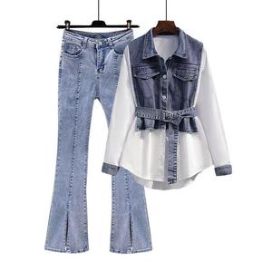 Último Diseño Vestido Camisero <span class=keywords><strong>de</strong></span> Talla Grande para Mujer, Estilo Vintage <span class=keywords><strong>con</strong></span> Costuras <span class=keywords><strong>de</strong></span> <span class=keywords><strong>Mezclilla</strong></span>, para Otoño y Primavera - Product Image 1