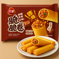 Sanquan Rouleau de printemps au curry de bœuf sucré, surgelé, à base de farine de blé, en sachet, prêt à frire ou à micro-ondes, savoureux et croustillant pour les restaurants