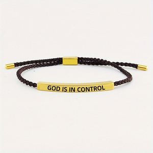 Bracelet élégant et inspirant « Dieu est au contrôle » avec inscription gravée pour femmes et hommes, bracelet ajustable, bijoux cadeaux - Product Image 2