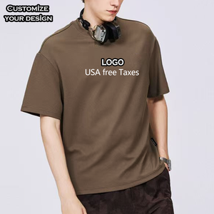 เสื้อยืดแข<span class=keywords><strong>น</strong></span>สั้นสำหรับผู้ชายทรงโอเวอร์ไซส์ผ้าคอตตอ<span class=keywords><strong>น</strong></span>100% <span class=keywords><strong>น</strong></span>้ำหนักมากพิมพ์โลโก้ได้ตามต้องการคุณภาพสูง - Product Image 2
