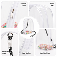Sac bandoulière mini transparent en PVC à forme arquée, avec sangle réglable, fermeture éclair fluide, forme stable, approuvé pour les stades, pour femmes, OEM, vente en gros
