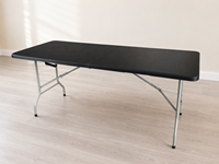 Table pliante de 6 pieds, surface rectangulaire en HDPE moulé par soufflage, pieds en acier inoxydable, pliage en deux, ouverture et fermeture rapides, pour salle à manger et extérieur