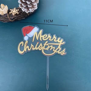 ท็อปเปอร์เค้กอะคริลิคตกแต่งคริสต์มาสลายการ์ตูนซานต้า กวางเรนเดียร์ และรถเลื่อน พร้อมดีไซน์น้ำผึ้งและความหวาน สำหรับงานปาร์ตี้วันหยุด - Product Image 3