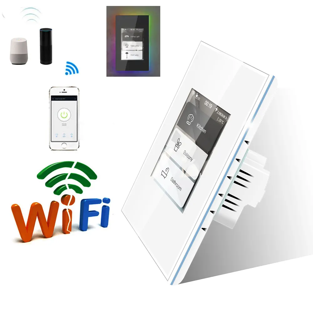 最新のAppleHomeKitスマートホームデバイスWiFiリモートコントロールワイヤレスタッチウォールタイマーLCDライトスイッチ