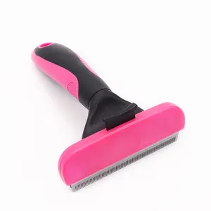 Logotipo personalizado Professional Cat Pet Dog Hair Auto-limpeza Derramamento e aparamento Grooming Deshedding Comb Rake Brush Tool