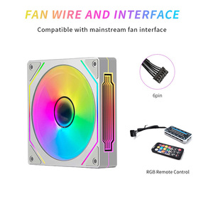 Refroidisseur CPU en plastique <span class=keywords><strong>RGB</strong></span> 120 mm OEM d'usine avec connecteur PWM et ventilateur de boîtier de jeu ARGB silencieux - Product Image 5