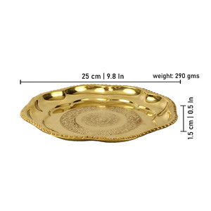 Plato de Servir Decorativo Grande en Zig Zag de Latón Hecho a Mano con Patrón Grabado, Perfecto para Comidas de Lujo y Decoración del Hogar - Product Image 4