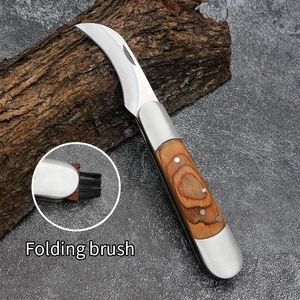 Couteau à champignons à manche en bois tranchant, pour le <span class=keywords><strong>camping</strong></span>, le jardinage en plein air, couteau à champignons pliant avec brosse, offre spéciale - Product Image 5