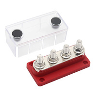 Barra de Distribución de Cobre M10 de 4 Puntas, 300A, Bloque de Conexión Portátil Negro y Rojo para Automóviles, Vehículos Recreativos, Barcos y Yates