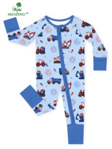 Pyjamas personnalisés Miozing pour <span class=keywords><strong>bébé</strong></span>, collection Fête de l'Indépendance, vente en gros, pyjamas <span class=keywords><strong>bébé</strong></span> extensibles 4 directions en bambou, pyjamas à pieds en bambou pour tout-petits - Product Image 2