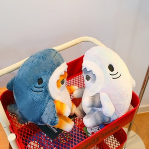 Juguetes de Gato de Peluche Kawaii, Adorables Muñecos de Gato con Ropa de Tiburón, Pequeños Peluches de Tiburón, Almohadas Suaves, Animales de Peluche - Product Image 5