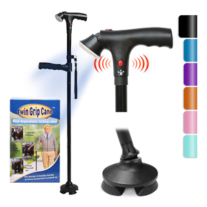 Hot bán tùy chỉnh Hợp kim nhôm ráp đi bộ mía dính Nạng với ánh sáng LED và hệ thống báo động màu đen - Product Image 1