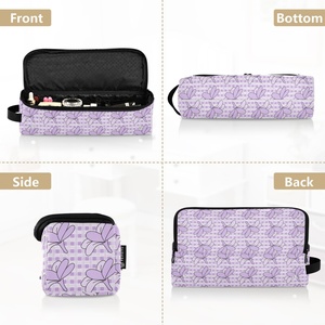Bolsa de Maquillaje y para Herramientas de Peinado 2 en 1 de Nailon, con Estampado Personalizado de Palaka Morado Hawaiano, Resistente al Calor, para Mujer - Product Image 5