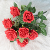 Bouquet de roses artificielles à neuf têtes Vintage nouveauté décoration de fête extérieure de maison de mariage 43cm vente en gros élégant moderne rapide