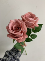 Rose Artificielle en Velours, Fleur Décorative Rouge pour Mariage et Décoration Intérieure