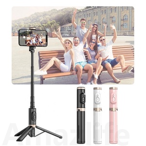 Amazlie Q12 alliage d'aluminium <span class=keywords><strong>3</strong></span> en 1 téléphone portable caché télécommande sans fil Selfie Stick avec trépied support - Product Image 1