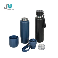 Bouteille d'eau isotherme en acier inoxydable de 500 ml avec fond amovible, sangle bandoulière, isolation thermique 12-24 heures, sans BPA