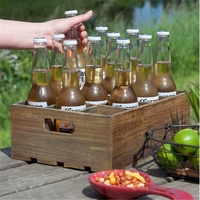 Boîte de rangement pour bouteilles de bière en bois rustique brun vintage à 12 emplacements avec poignée