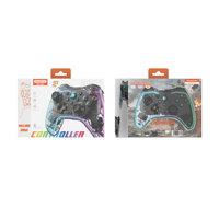 Somostel Contrôleur de lumière RVB transparent sans fil Moteur de vibration Compatible PS4 Android Phone Console de jeu Joysticks à distance