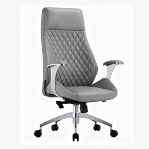 Luxurious <strong>Tan</strong> Diamond-Stitched High Back <strong>Office</strong> <strong>Chair</strong> with Adjustable Chrome Base and Ergonomic Arm Support - Product Image 1